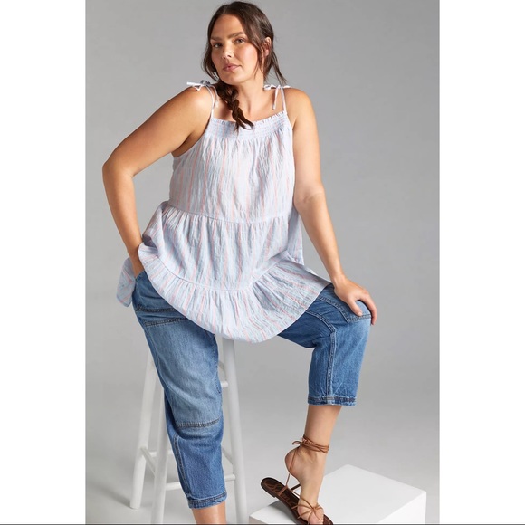 Anthropologie Maeve Gauzy Tiered Tunic Tank - NWT - SZ (L) - Picture 10 of 16